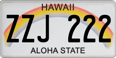 HI license plate ZZJ222