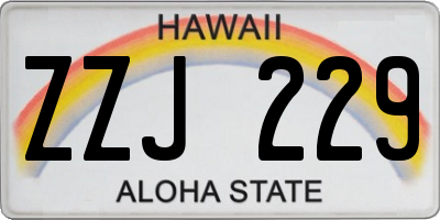 HI license plate ZZJ229