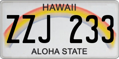 HI license plate ZZJ233