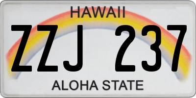 HI license plate ZZJ237