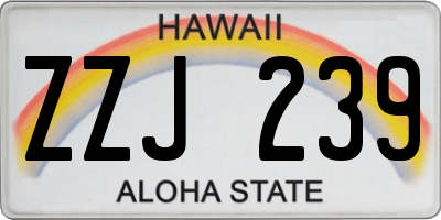 HI license plate ZZJ239