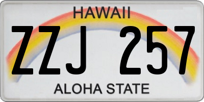 HI license plate ZZJ257