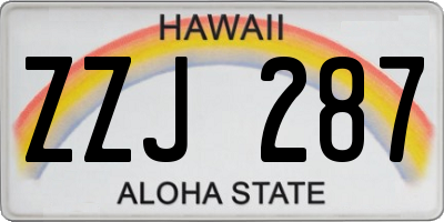 HI license plate ZZJ287