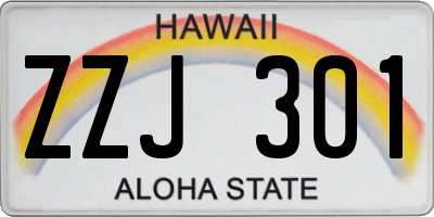 HI license plate ZZJ301
