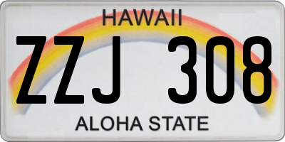 HI license plate ZZJ308