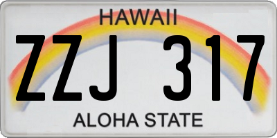 HI license plate ZZJ317