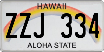 HI license plate ZZJ334
