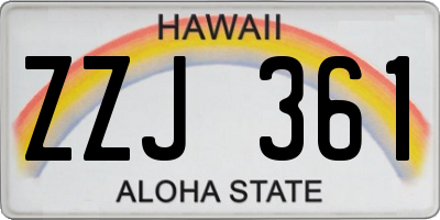 HI license plate ZZJ361