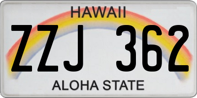 HI license plate ZZJ362