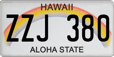 HI license plate ZZJ380