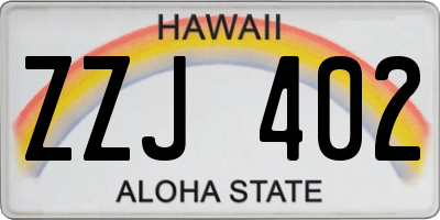 HI license plate ZZJ402