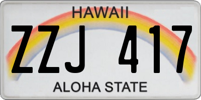 HI license plate ZZJ417