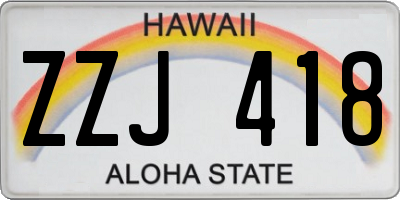 HI license plate ZZJ418