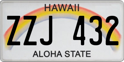 HI license plate ZZJ432