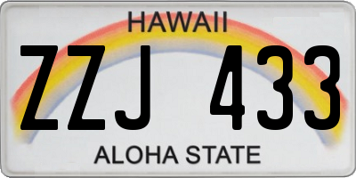 HI license plate ZZJ433