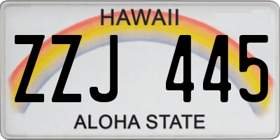 HI license plate ZZJ445