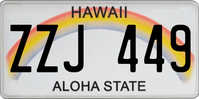 HI license plate ZZJ449