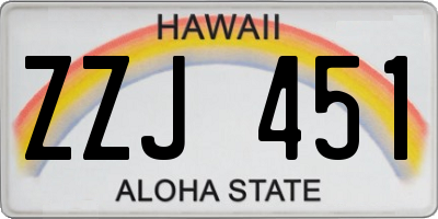 HI license plate ZZJ451