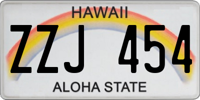 HI license plate ZZJ454