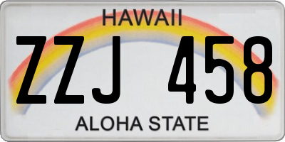 HI license plate ZZJ458