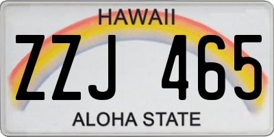 HI license plate ZZJ465