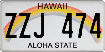 HI license plate ZZJ474