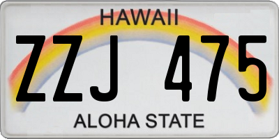 HI license plate ZZJ475