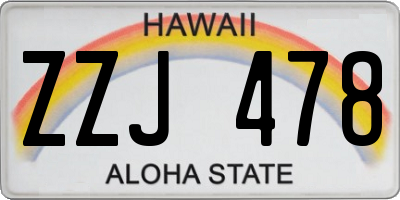 HI license plate ZZJ478