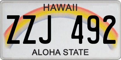 HI license plate ZZJ492