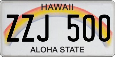 HI license plate ZZJ500