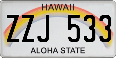 HI license plate ZZJ533