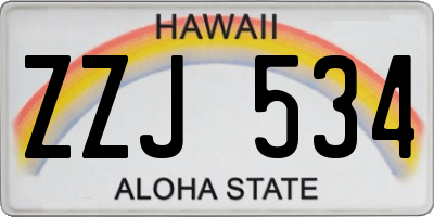 HI license plate ZZJ534