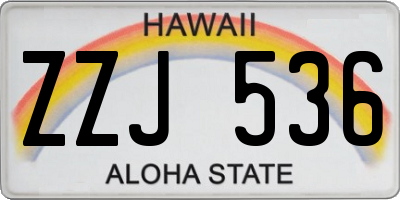 HI license plate ZZJ536