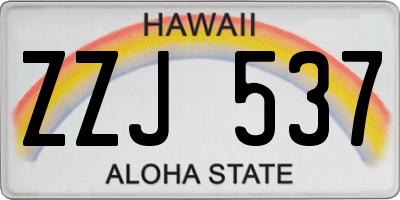 HI license plate ZZJ537