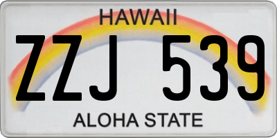 HI license plate ZZJ539