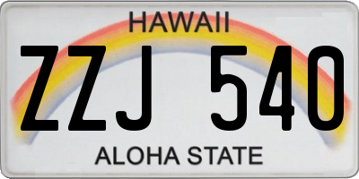 HI license plate ZZJ540