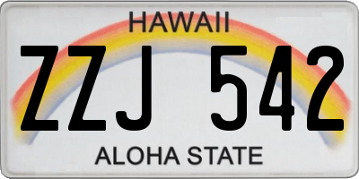 HI license plate ZZJ542