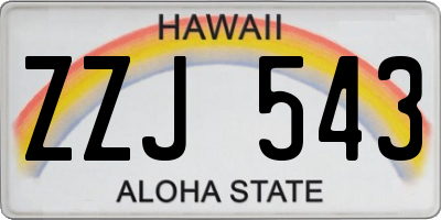 HI license plate ZZJ543