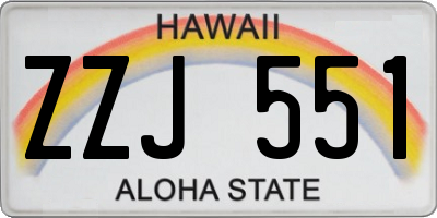 HI license plate ZZJ551