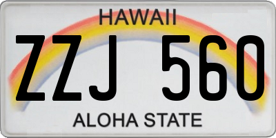 HI license plate ZZJ560