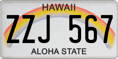 HI license plate ZZJ567