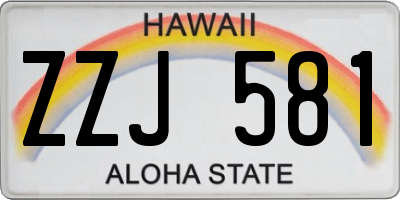 HI license plate ZZJ581