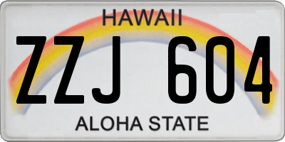 HI license plate ZZJ604