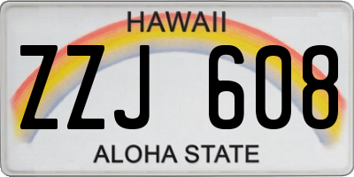 HI license plate ZZJ608