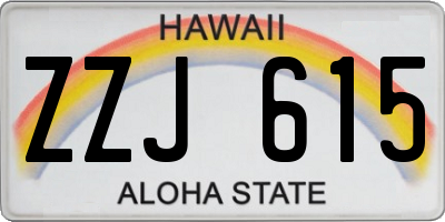 HI license plate ZZJ615