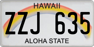 HI license plate ZZJ635