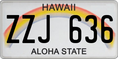 HI license plate ZZJ636