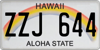 HI license plate ZZJ644