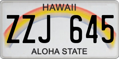 HI license plate ZZJ645