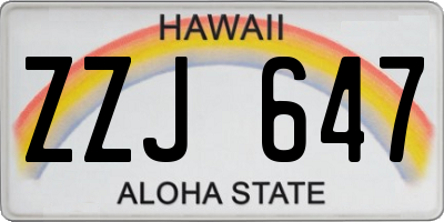 HI license plate ZZJ647